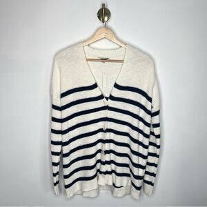 Madewell Navy Stripe Cardigan Button Front Knit Sweater
